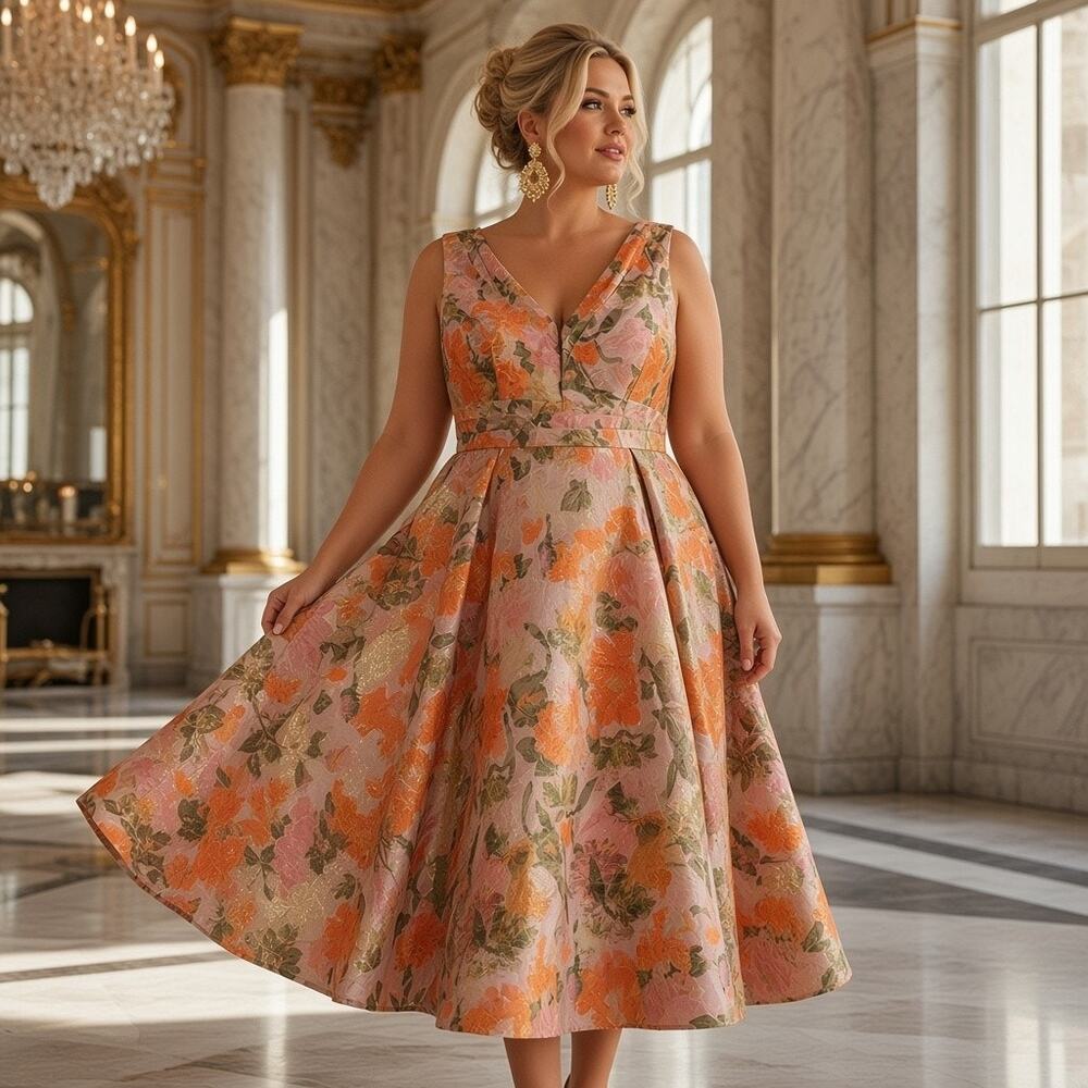 Adrianna Papell Dress – Size 22W – NWOT – Metallic Floral Brocade (Multi‑Color)